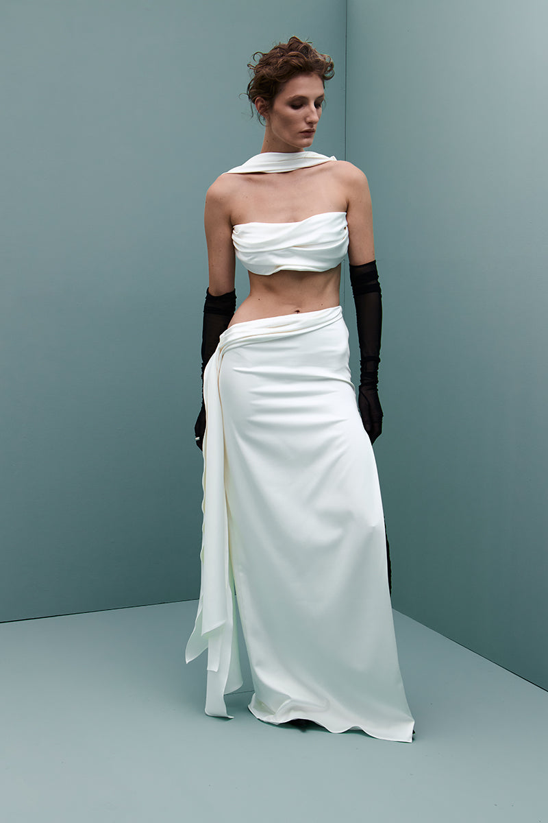 VENUS TOP AND SKIRT IN OFF WHITE