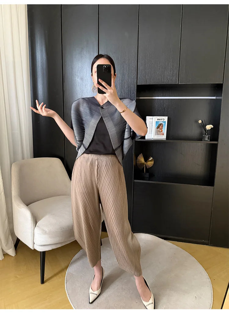 Japanese Pleated Trousers - Pull-On, Modern Cropped