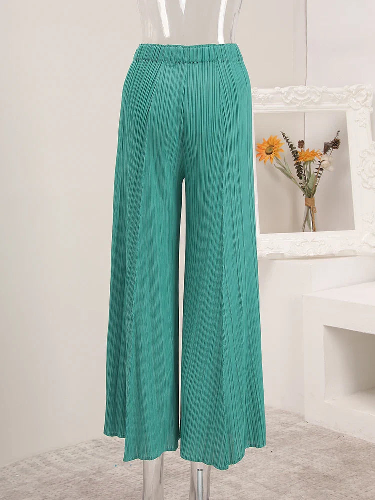 Truly Plisse Wide-Leg Pants
