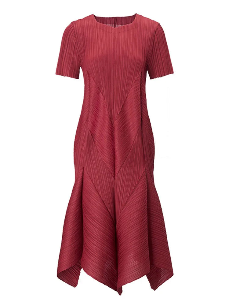 Plissé Luxury Short Sleeve Dress