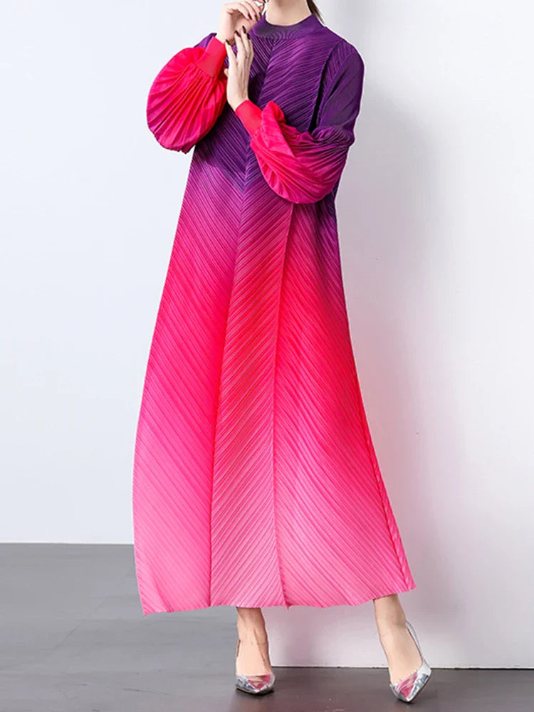 Oversized Plissé Pleated Dress
