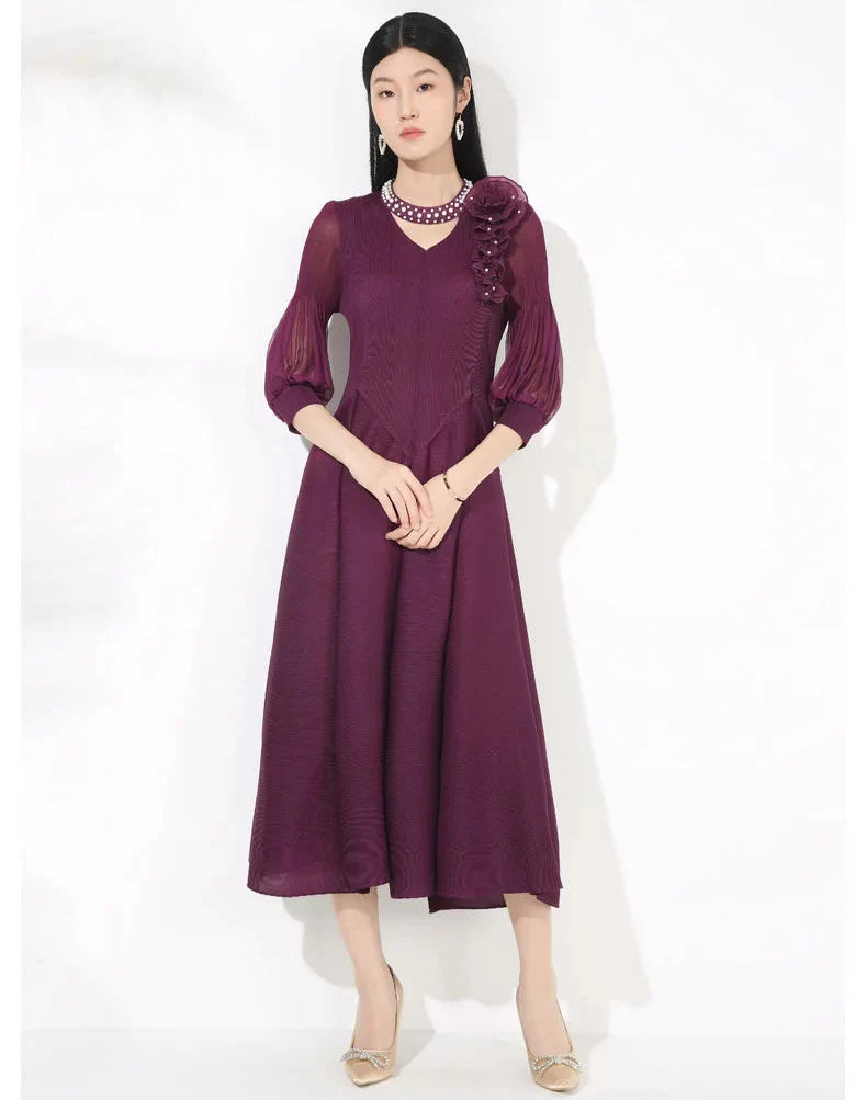 Luxury Pleat Floral Formal Dress