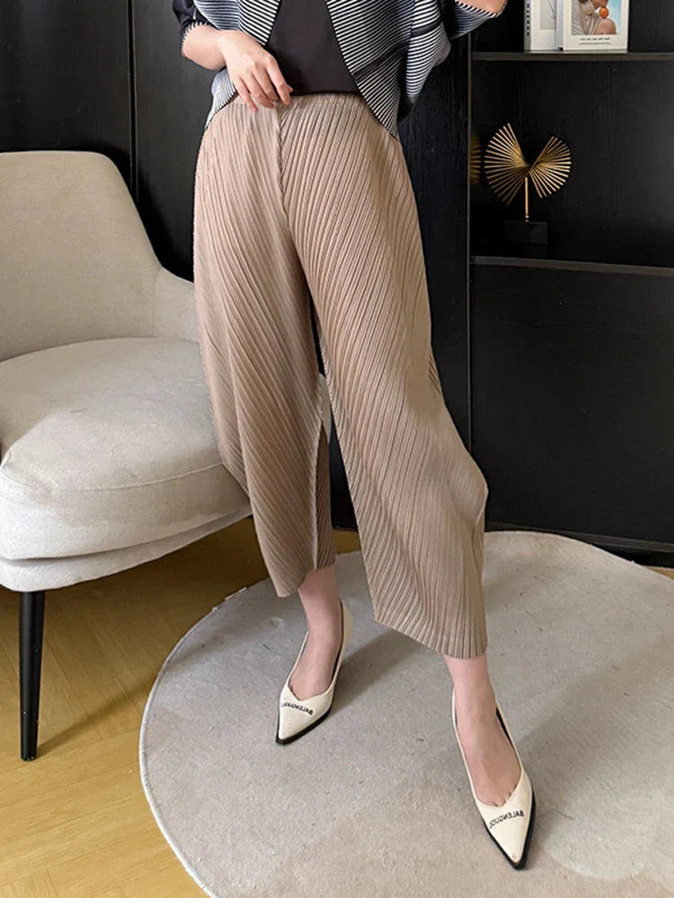 Japanese Pleated Trousers - Pull-On, Modern Cropped