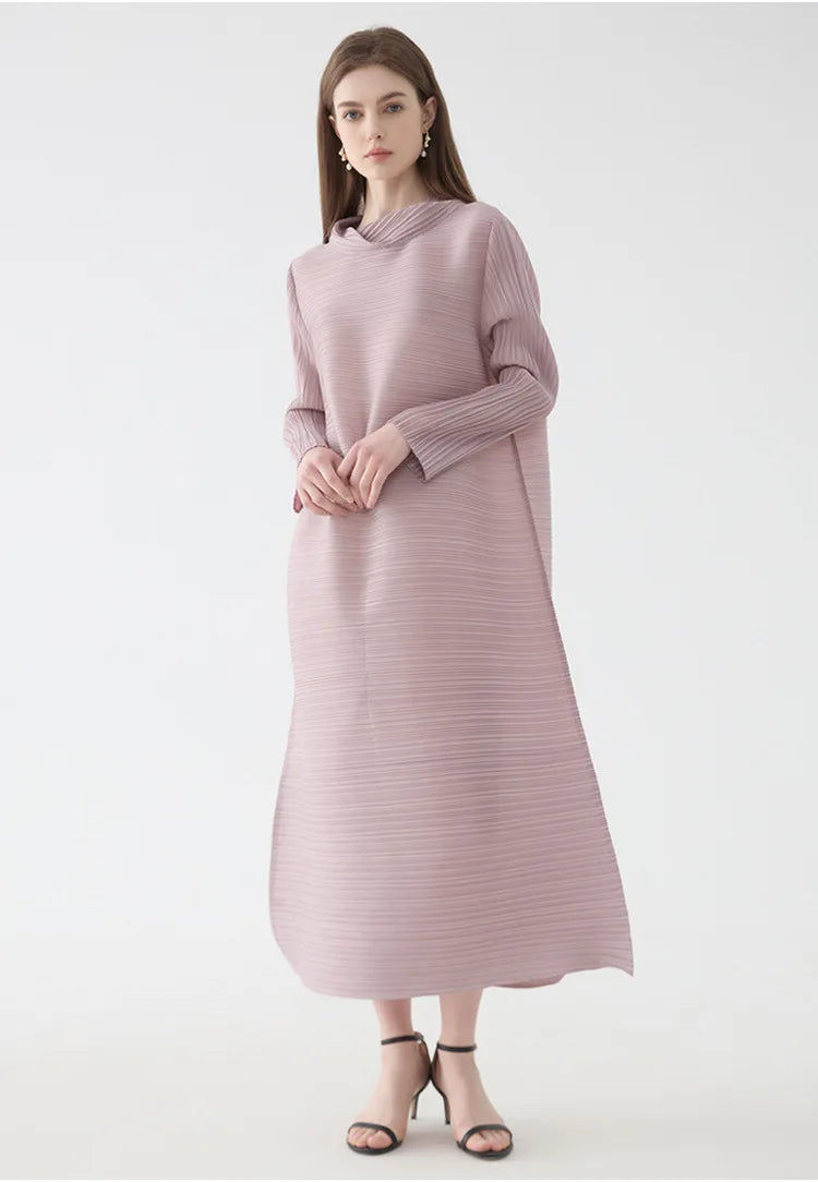 Luxe Pleated Mock Neck Dress