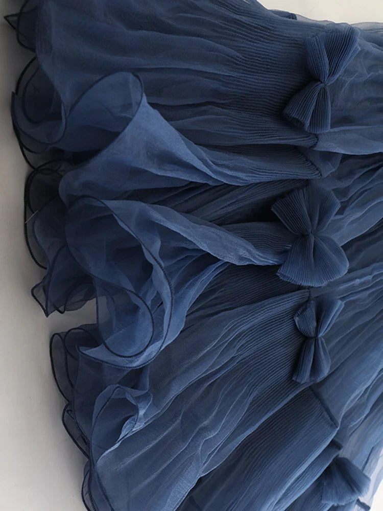 Luxe Pleated Tulle Midi Skirt