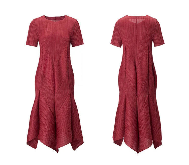 Plissé Luxury Short Sleeve Dress