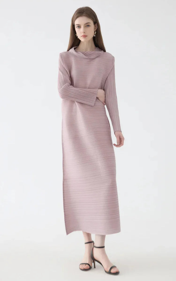 Luxe Pleated Mock Neck Dress