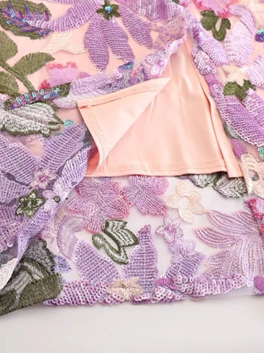 Luxury Floral Sequin Skirt