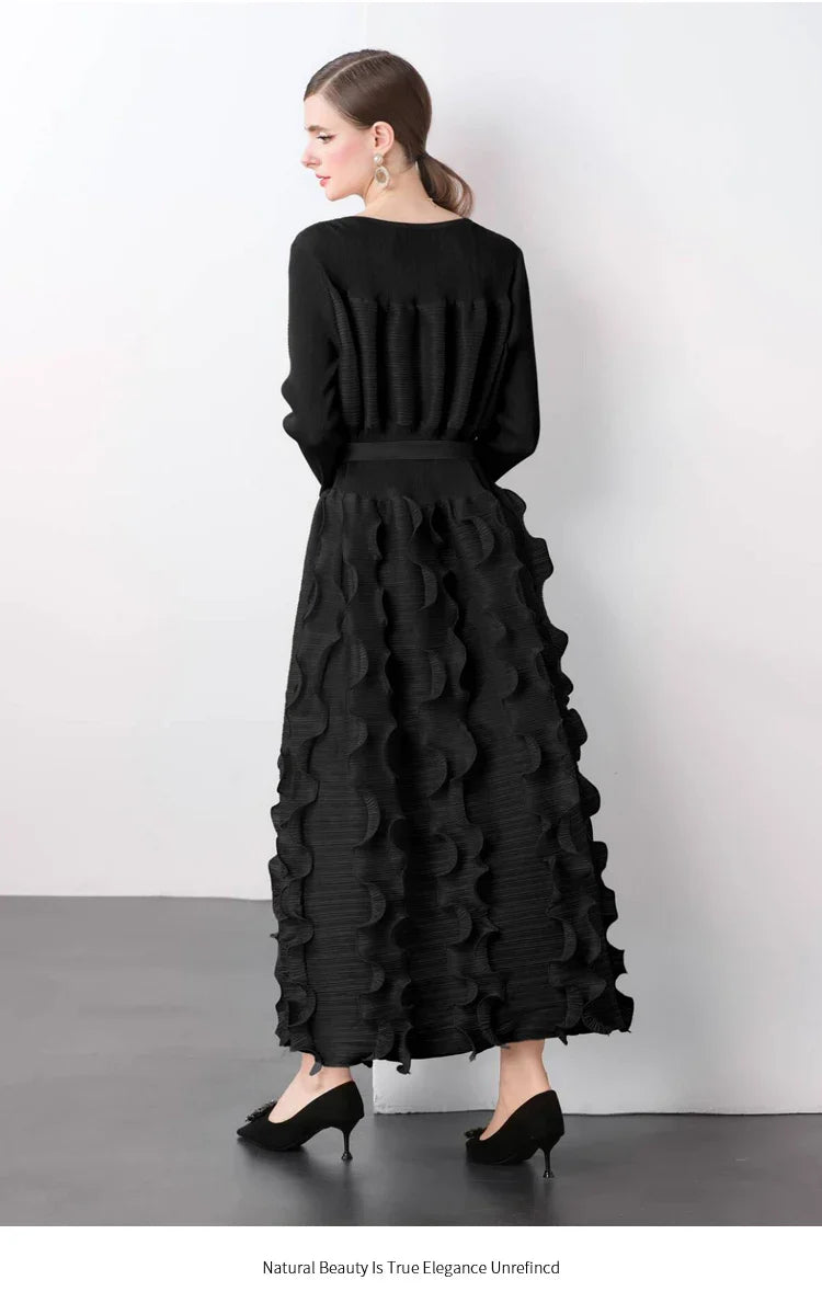 Chic Plissé Pleated Midi Dress