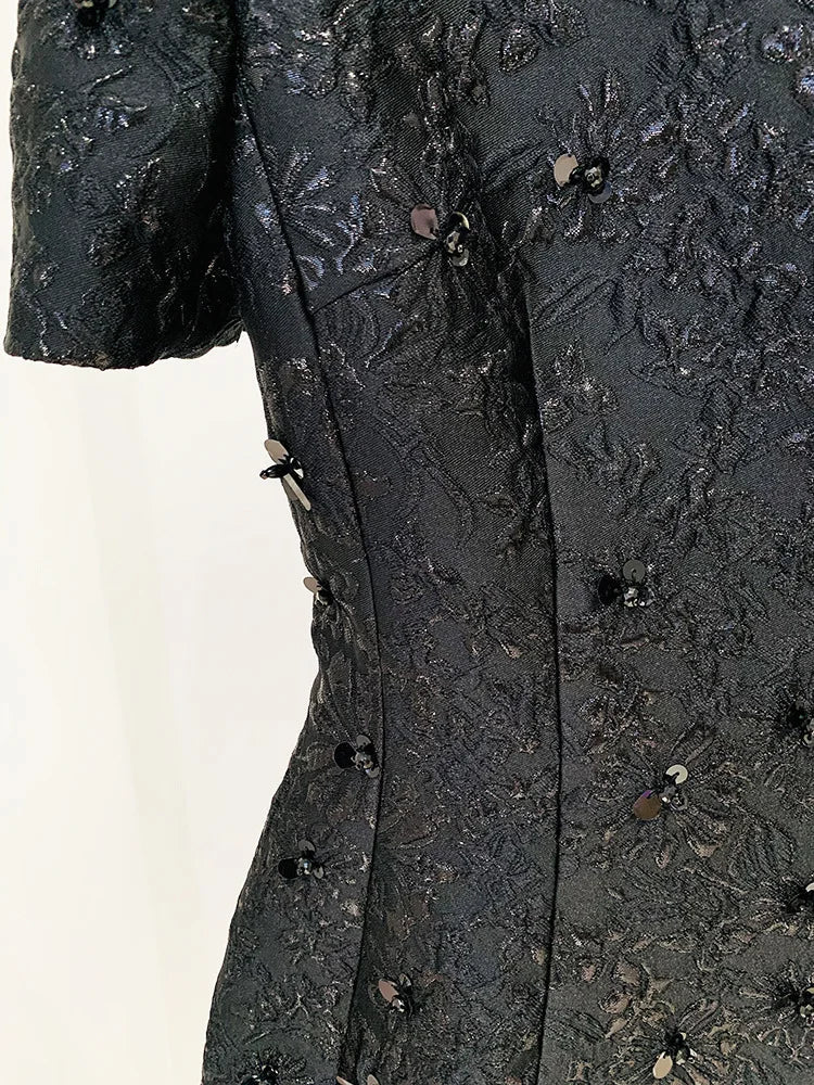 Designer Floral Sequin & Embroidered Mini Dress