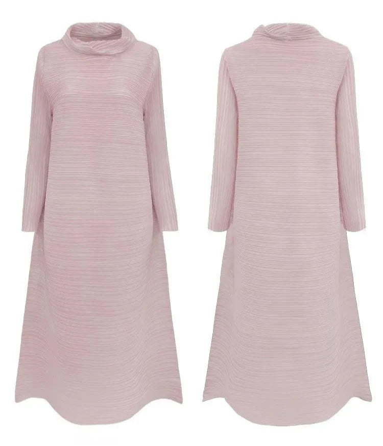 Luxe Pleated Mock Neck Dress