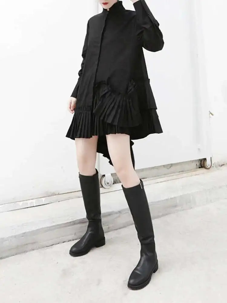 Ruffled High-Neck Blouse Top