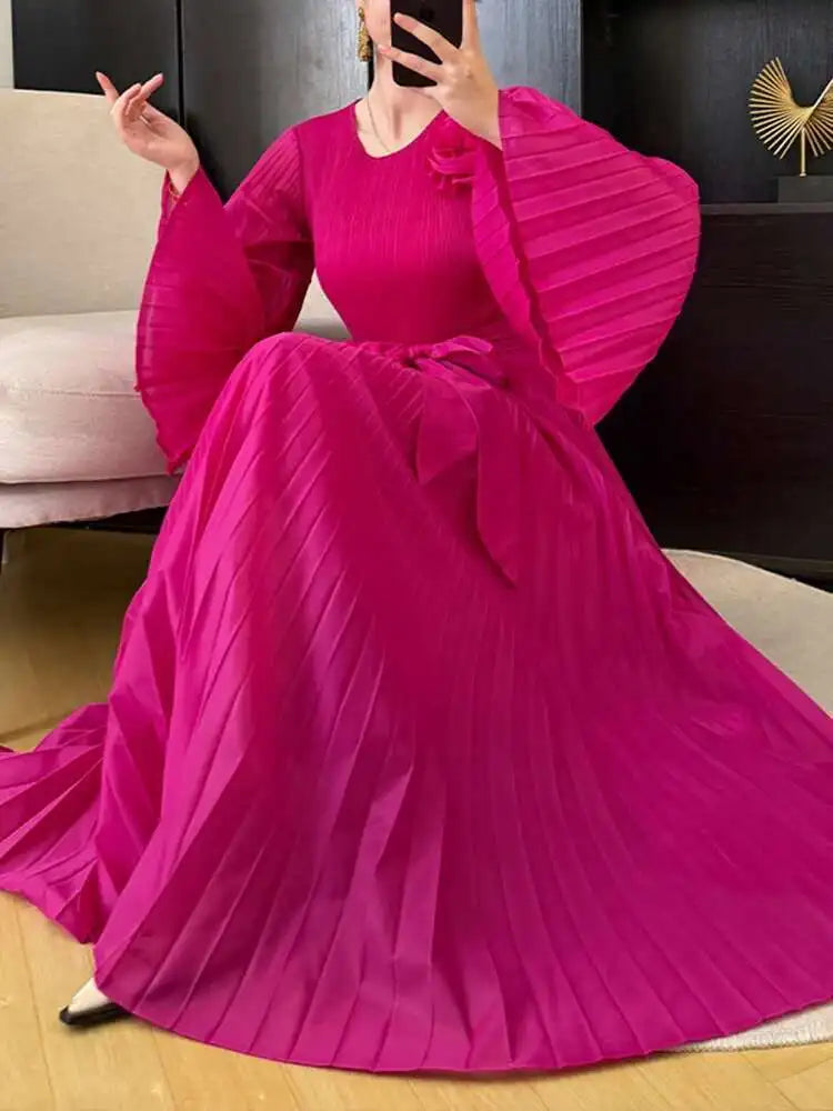Luxe Plissé Pleated Midi Dress
