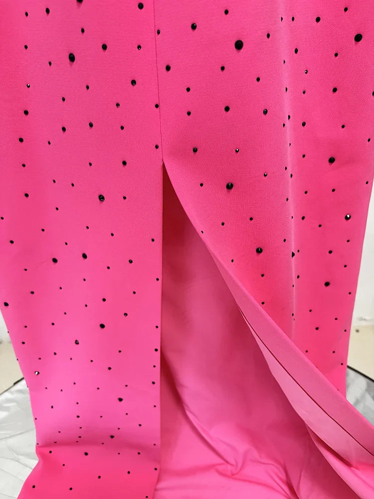 Luxury Crystal Heart Maxi Dress