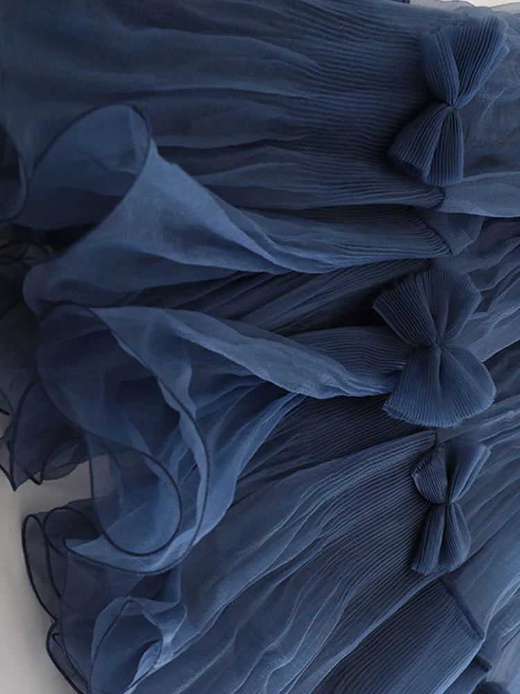 Luxe Pleated Tulle Midi Skirt