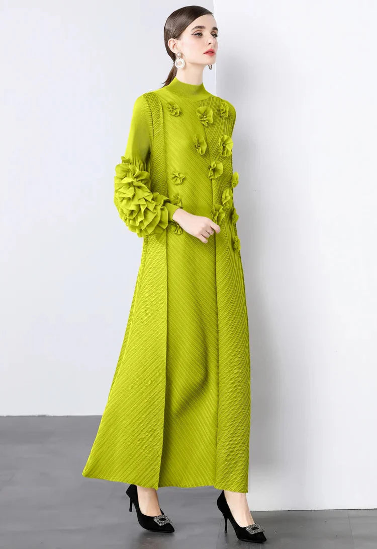 Luxury Pleats Floral Formal Dress