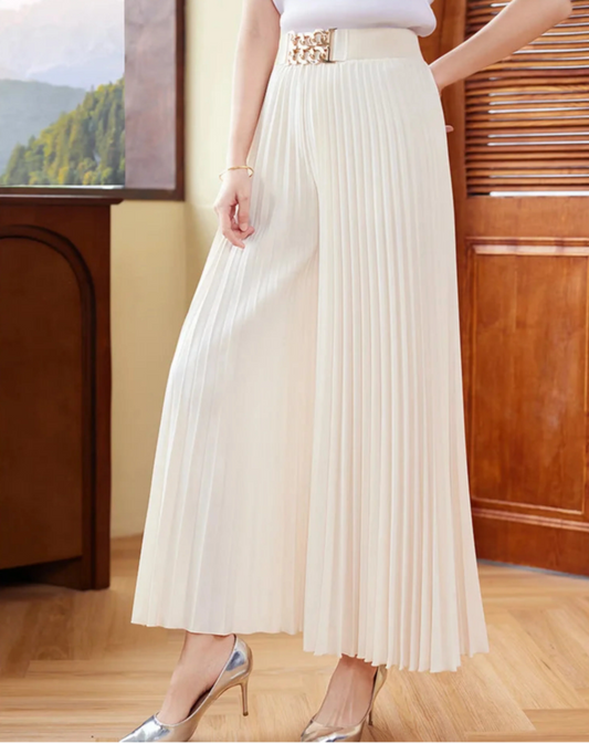 Luxe Pleated Wide-Leg Culottes