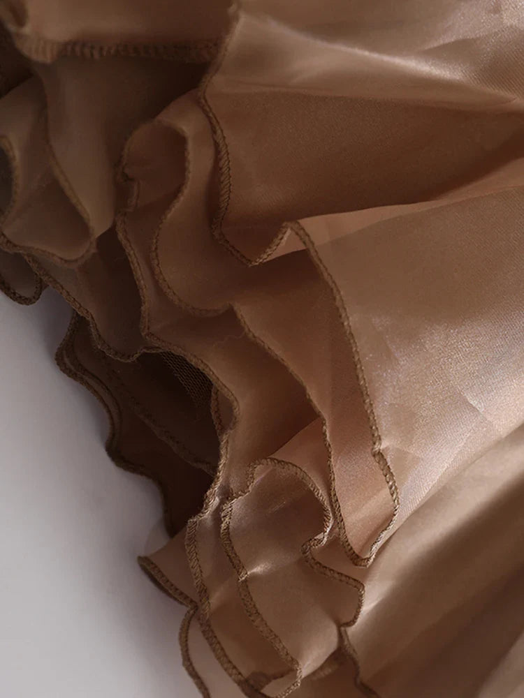 Luxury Tulle Mesh Buckle Skirt