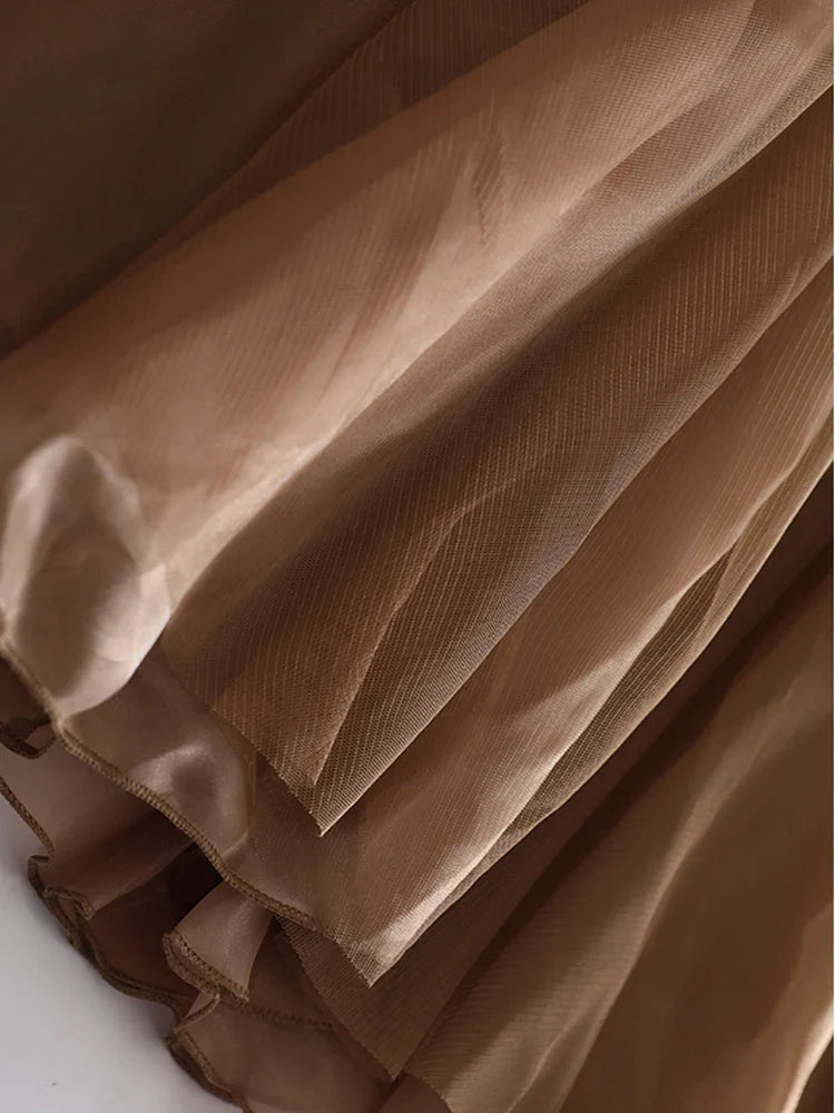Luxury Tulle Mesh Buckle Skirt