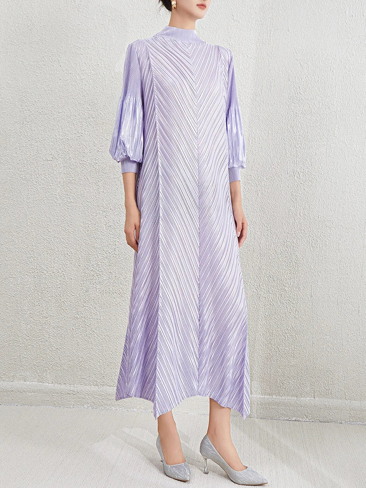 Luxe Pleated Bishop Sleeve Dress