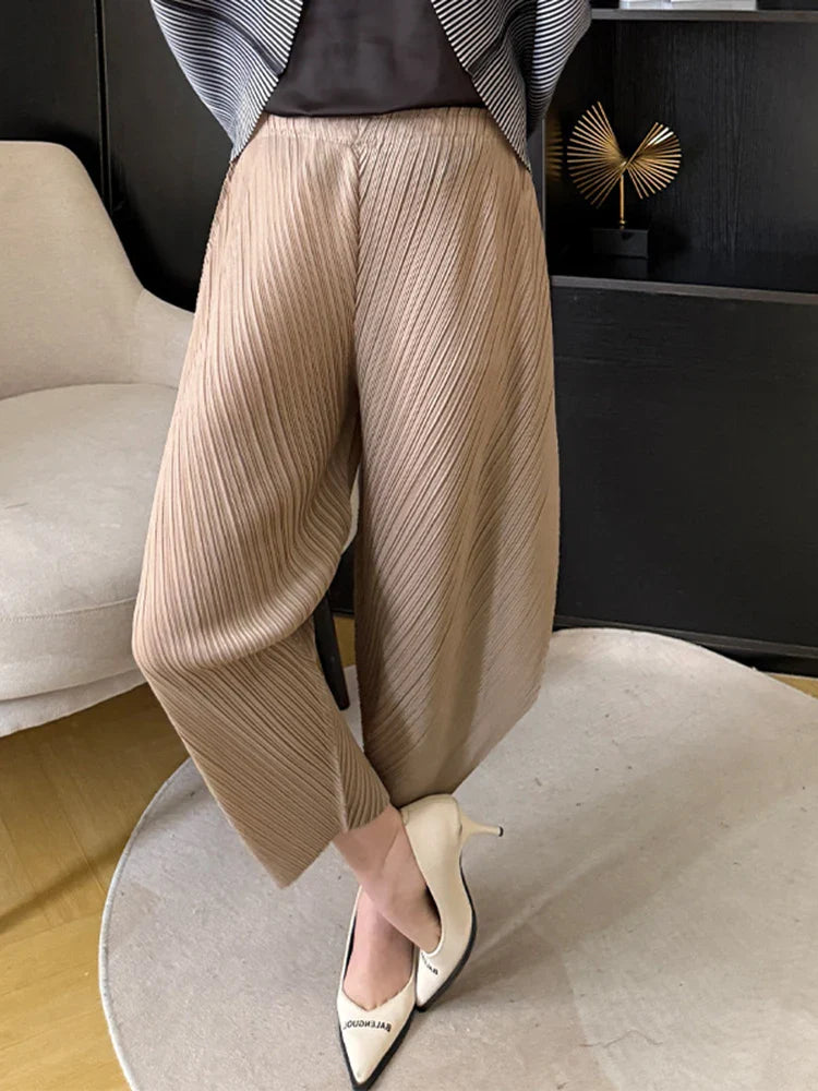 Japanese Pleated Trousers - Pull-On, Modern Cropped
