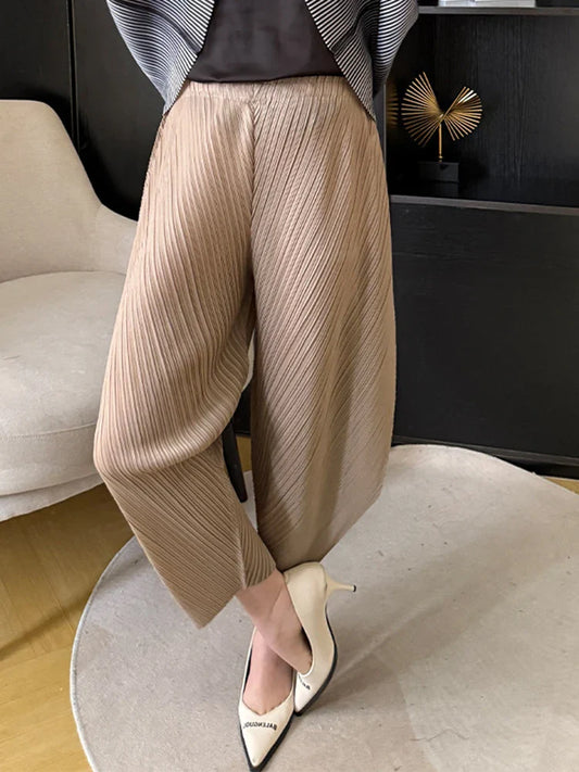 Japanese Pleated Trousers - Pull-On, Modern Cropped