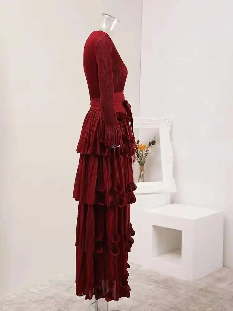 Luxury Pleats Tiered Dress