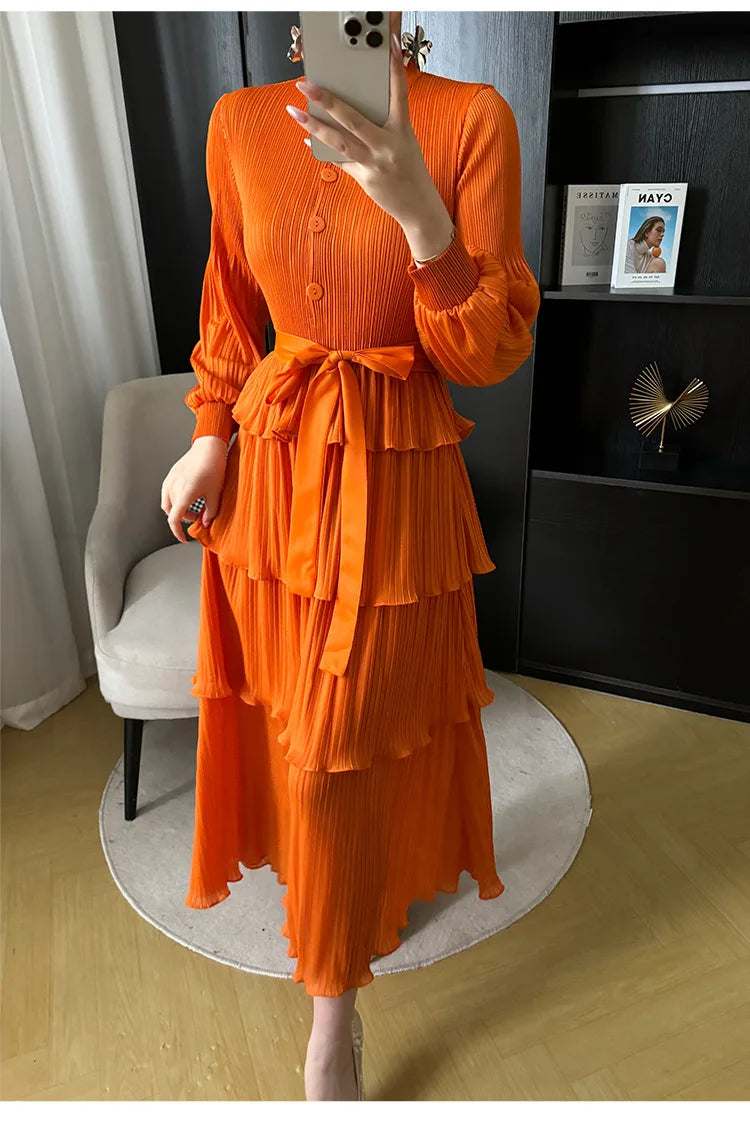 Women's Giselle Pleated Long Sleeve Dress