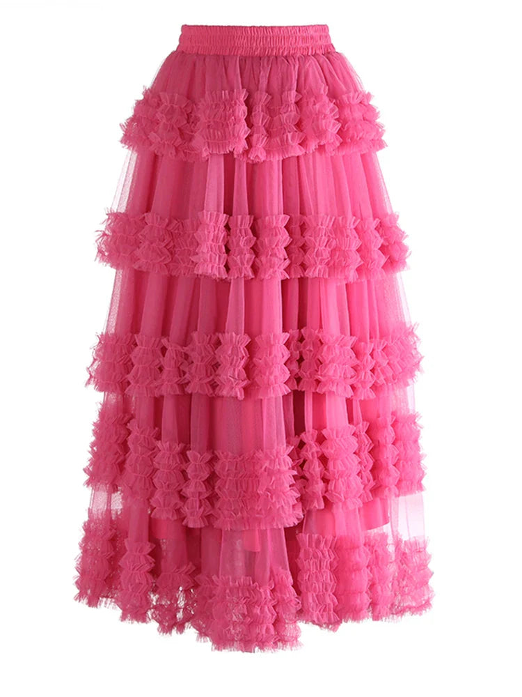 Romantic Ruffles Pull-on Midi Skirt