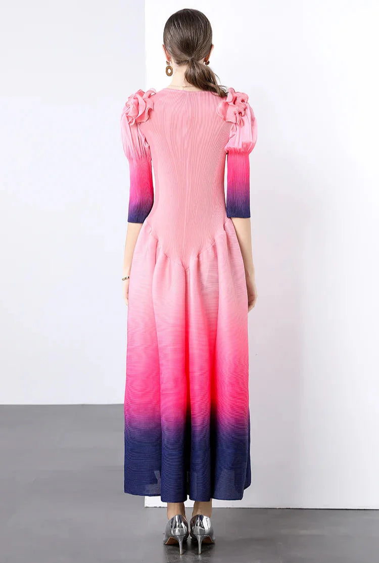 Luxury Ombre Pleated Dress