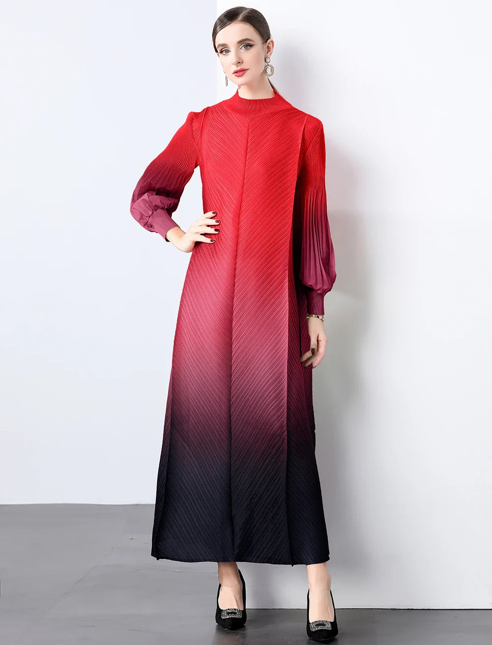 Truly Pleated Cuff Sleeve Dress