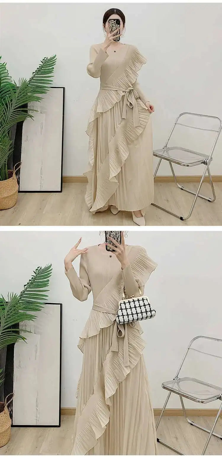 Luxury Plissé Waterfall Dress