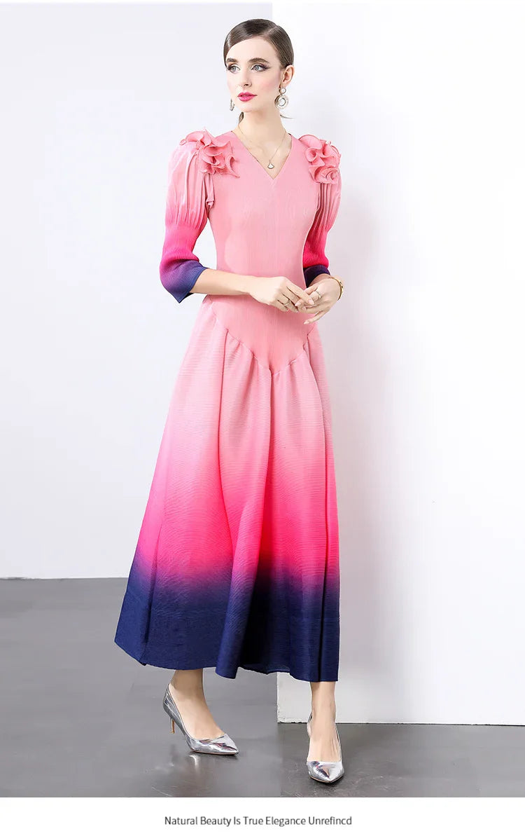 Luxury Ombre Pleated Dress