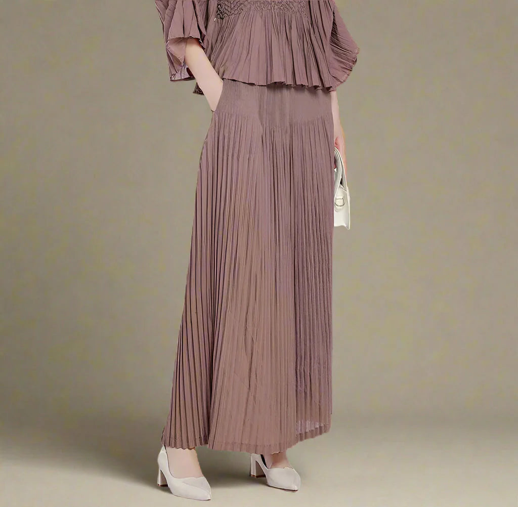 Luxe Wide-Leg Plisse Trousers