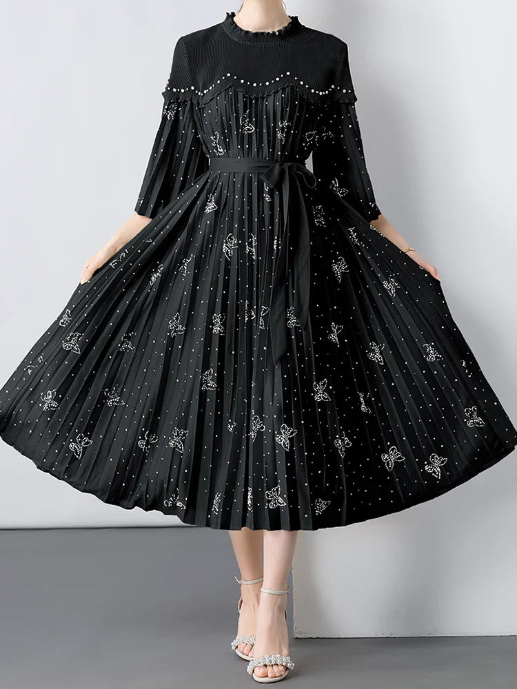 Modest Plissé Sequin Dress
