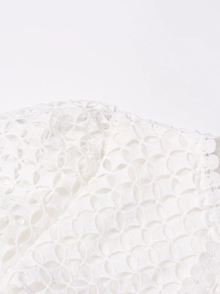 Luxury Lace Midi Dress - Long Balloon Sleeve 