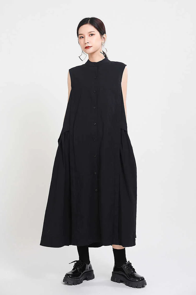 Luxury Oversized Sleeveless Shirt Dress