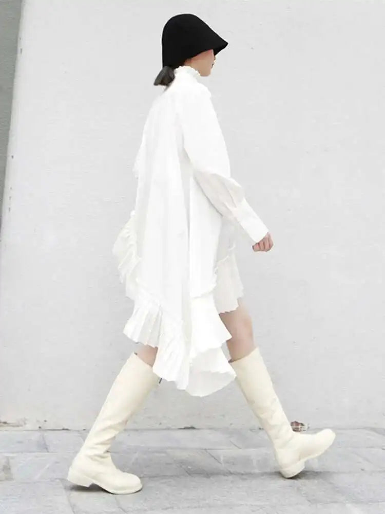 Ruffled High-Neck Blouse Top