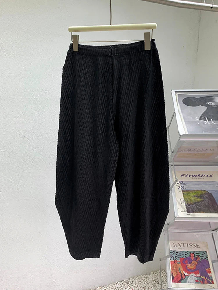 Japanese Pleated Trousers - Pull-On, Modern Cropped