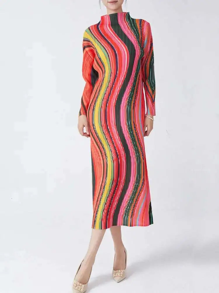 Luxury Plissé Pleated Midi Dress