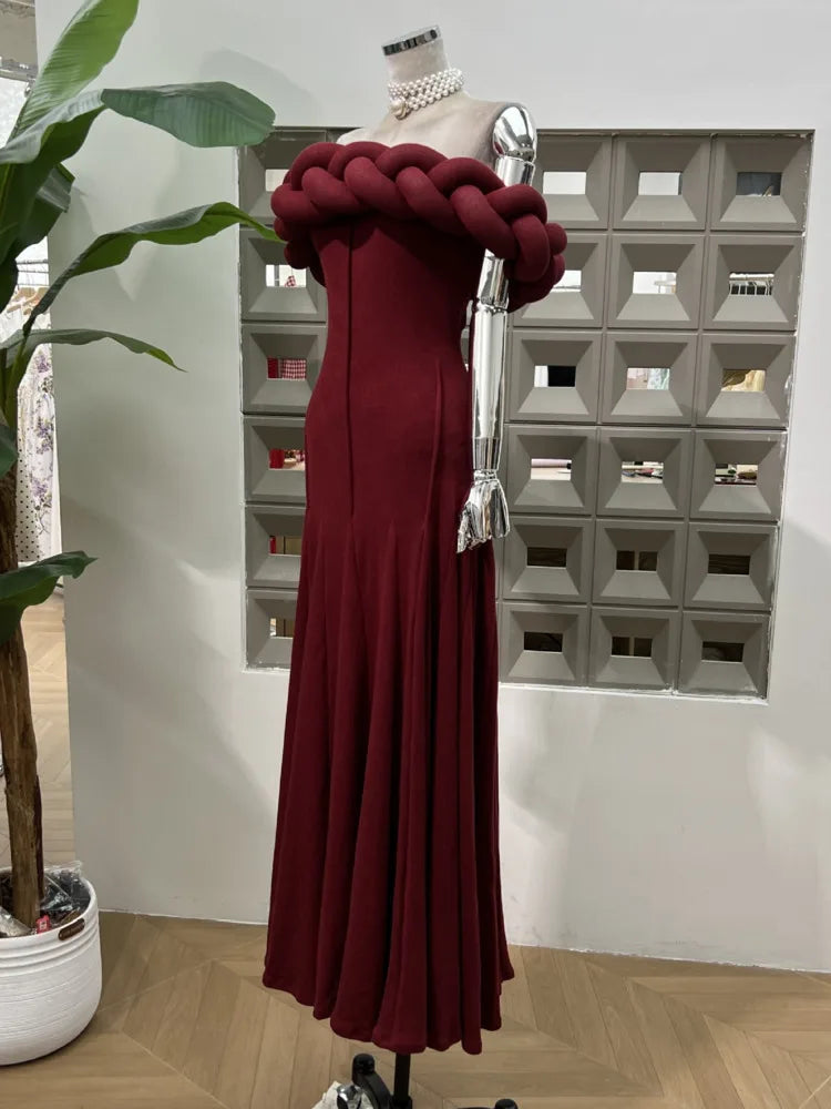Luxury Braided Off-Shoulder Dress