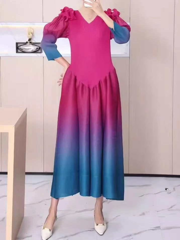 Luxury Ombre Pleated Dress