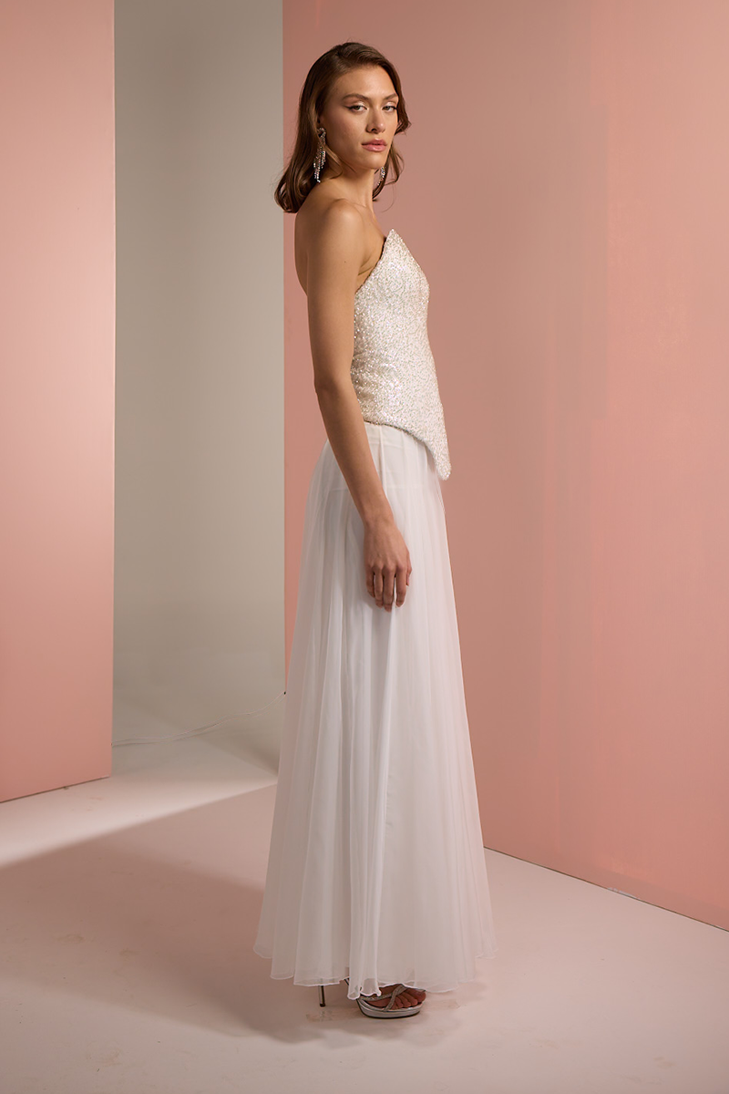 CORSET TOP WITH PALAZZO TROUSER SET IN WHITE
