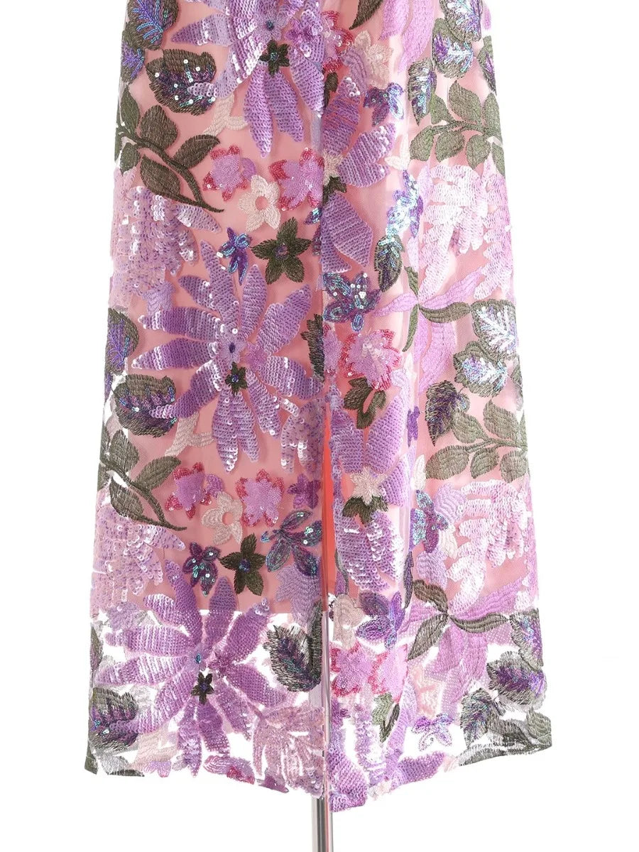 Luxury Floral Sequin Skirt