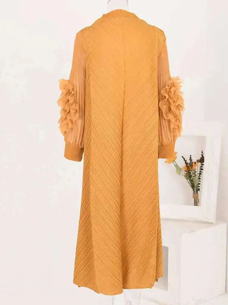 Luxury Plisse Ruffle Sleeve Dress