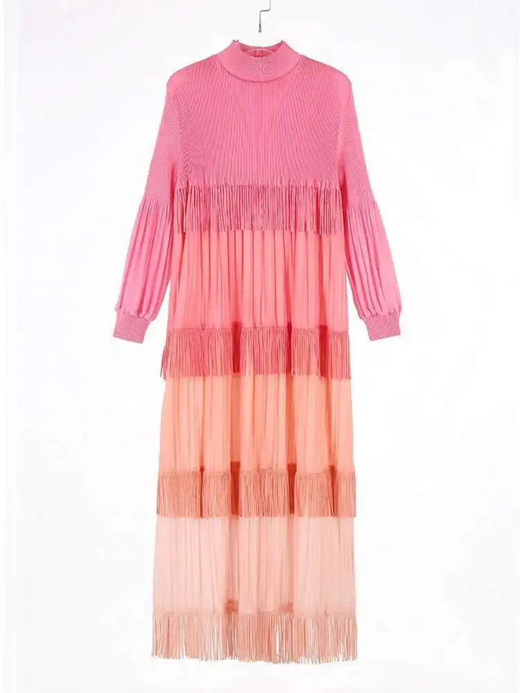 Luxury Pleated Fringe Dress