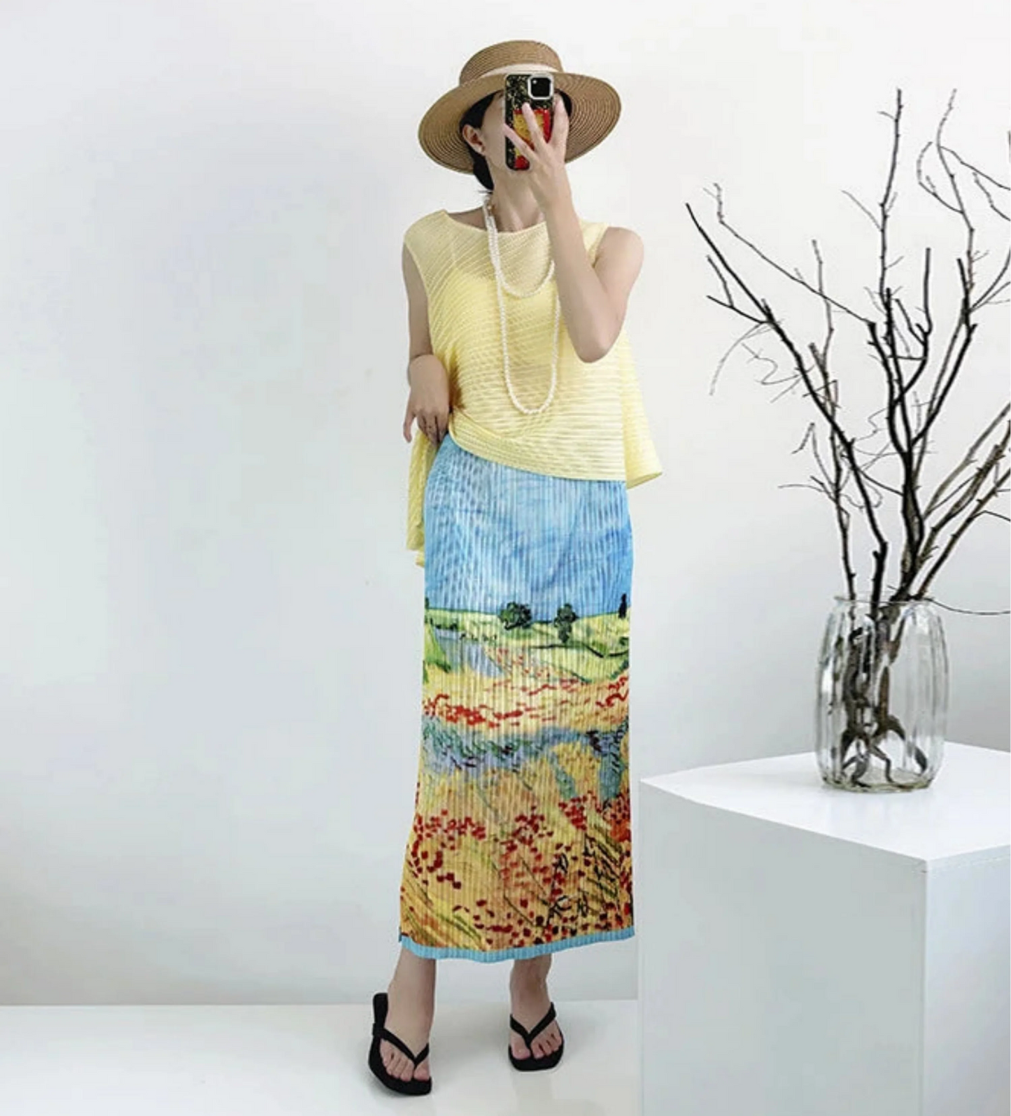 Luxury Plissé Pull-on Skirt
