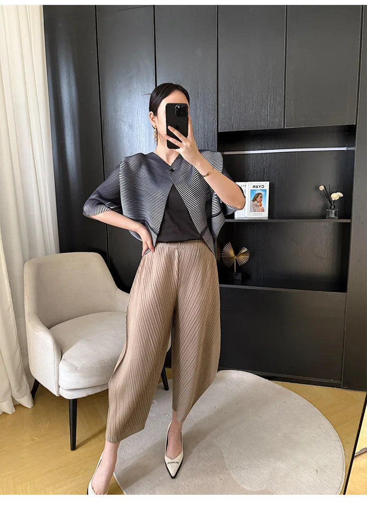 Japanese Pleated Trousers - Pull-On, Modern Cropped