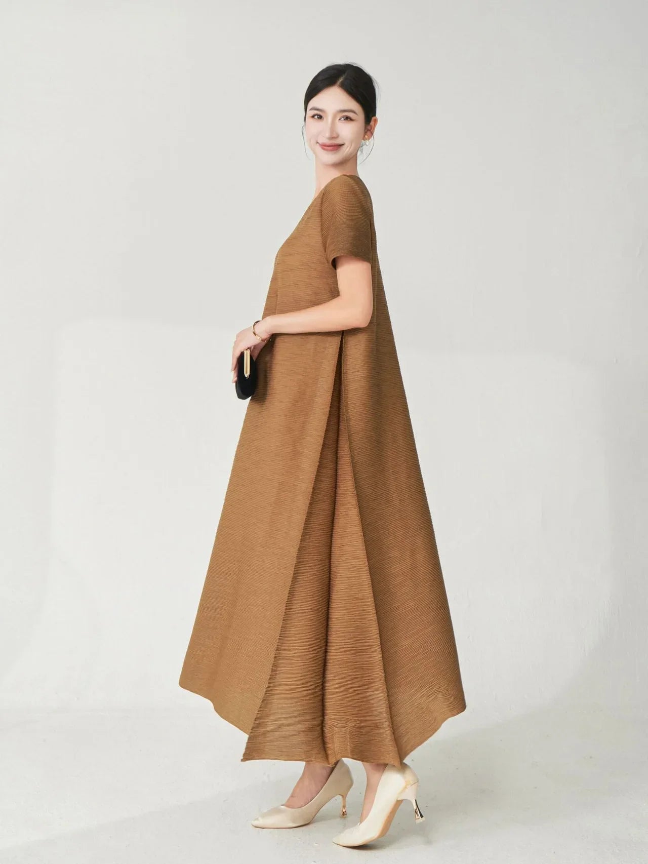 Couture Plissé Japanese Midi Dress