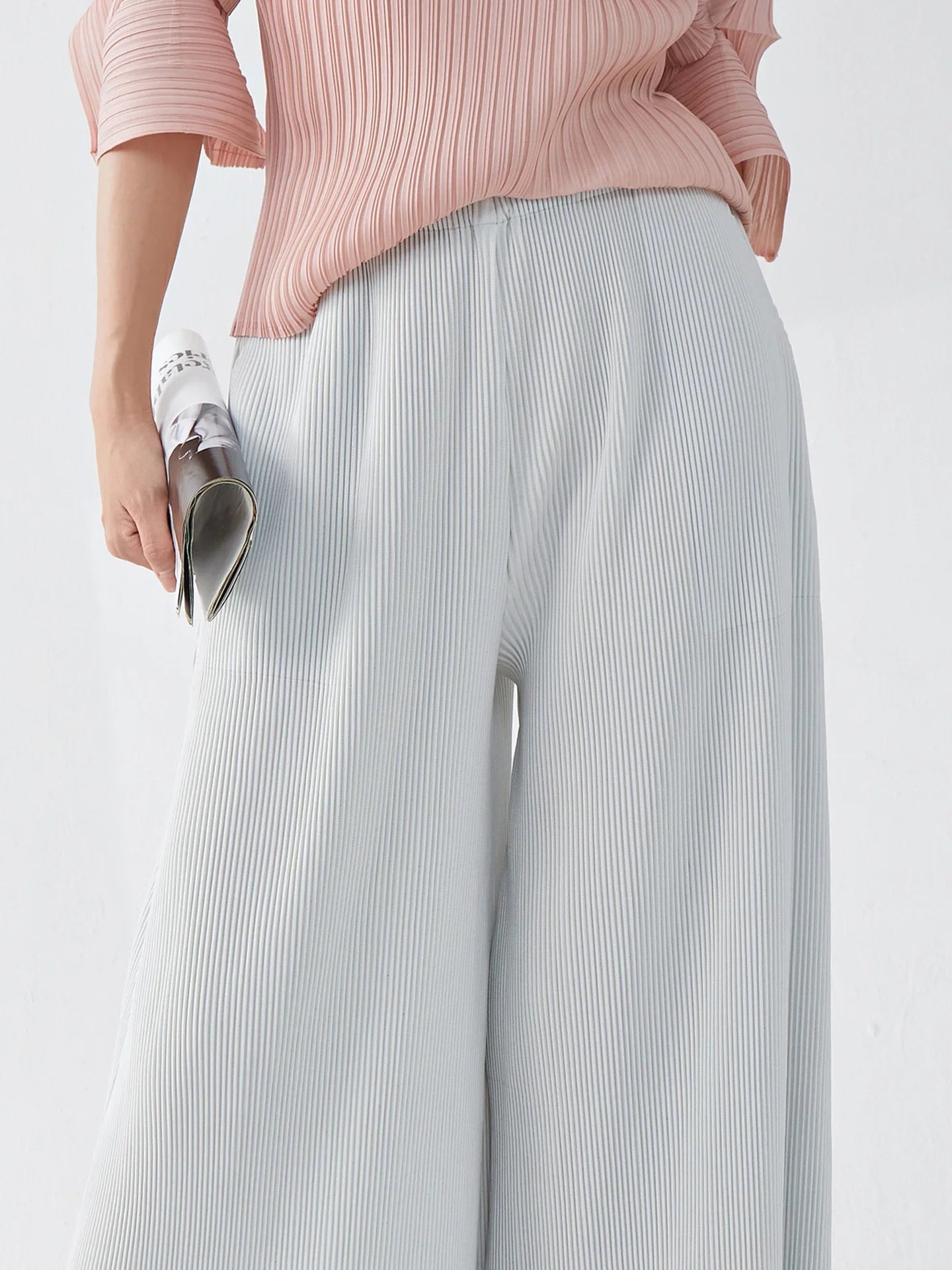 Luxury Plisse Wide-Leg Trousers